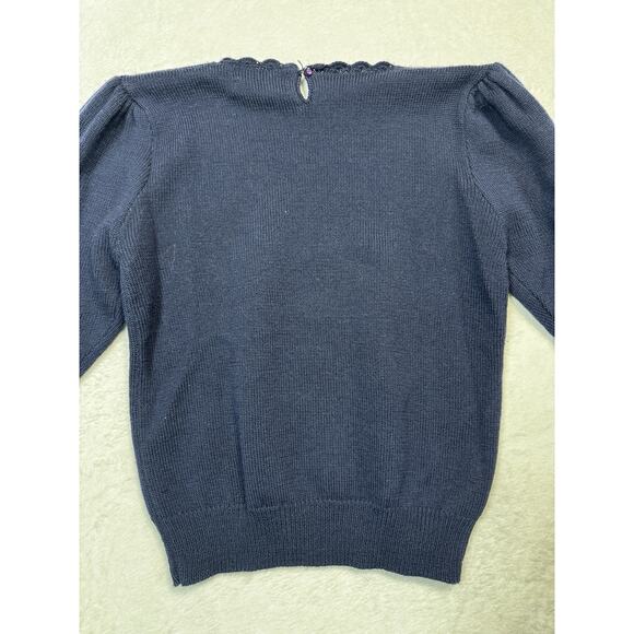 Vintage Herman Geist Cardigan Sweater Hand Embroidered Floral Cottage Core Med - Picture 8 of 9